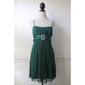 Jodi Kristopher Emerald Green Dress w/Ribbon Waist